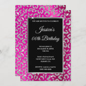 Invitation Parties scintillant Leopard Argent Hot Rose Poil A (Devant / Derrière)