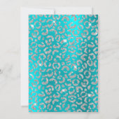 Invitation Parties scintillant léopard d'argent bleu turquois (Dos)