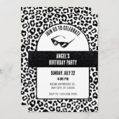 Invitation Parties scintillant Léopard noir et blanc (Devant / Derrière)