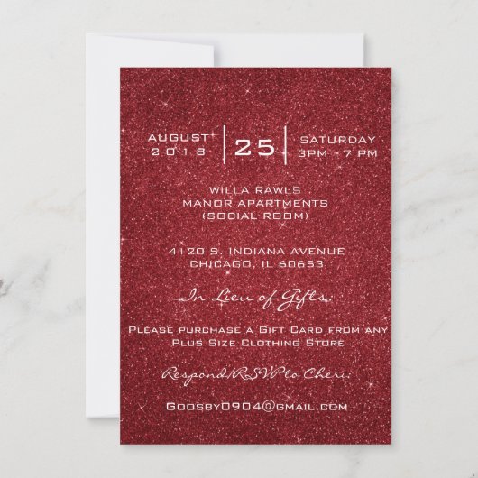 Invitation Parties scintillant lèvres Parties scintillant Fêt (Dos)