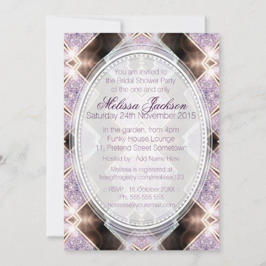 Invitation Parties scintillant Lilac douce Fête des mariées P (Dos)