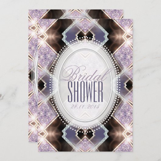 Invitation Parties scintillant Lilac douce Fête des mariées P (Devant / Derrière)