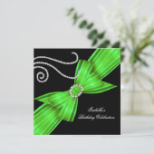 Invitation Parties scintillant Lime Diamond Bow Noir Annivers (Debout devant)