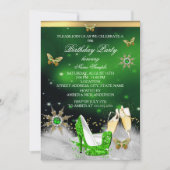 Invitation Parties scintillant Lime Green Butterfly Heels Gol (Devant)