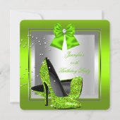 Invitation Parties scintillant Lime Green High Heure Annivers (Devant)