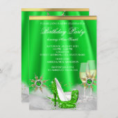 Invitation Parties scintillant Lime Green High Heures Gold Ch (Devant / Derrière)