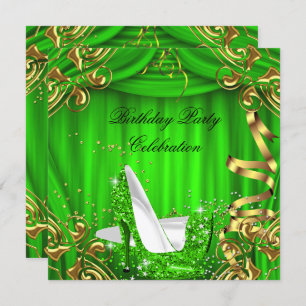 Invitation Parties scintillant Lime High Heels Gold Soie Anni
