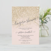 Invitation parties scintillant lingerie rose or clair douche  (Debout devant)