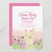 Invitation Parties scintillant Llama Anniversaire de fête Doo (Devant / Derrière)
