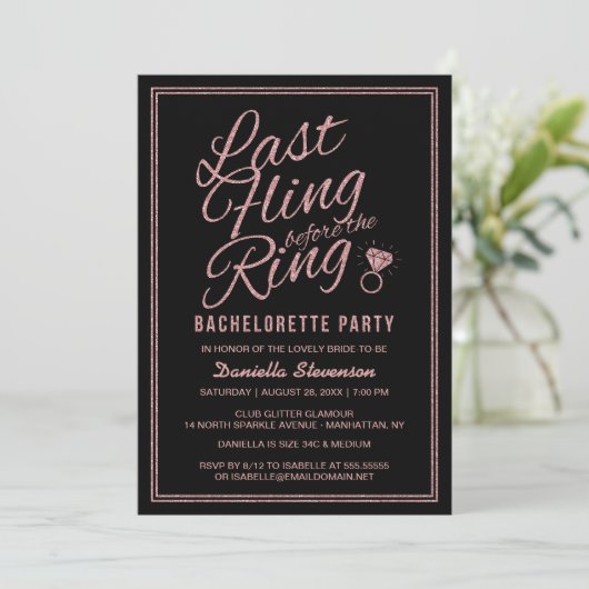 Invitation Parties scintillant Look Dernier Fling Bachelorett (Debout devant)