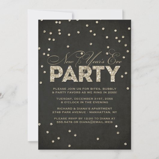 Invitation Parties scintillant Look New Year's Eve Party Invi (Devant)