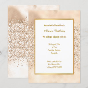 INVITATION PARTIES SCINTILLANT LUXE CHAMPAGNE ANNIVERSAIRE