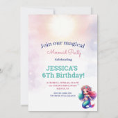 Invitation Parties scintillant Magique Sirène 6E Anniversaire (Dos)