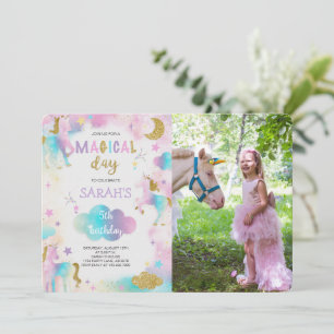 Invitation Parties scintillant Magique Unicorne Photo Anniver