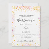 Invitation parties scintillant mariage blanc or rose luxe (Devant)
