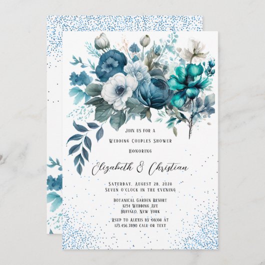 Invitation Parties scintillant Mariage Couples Couples douche (Devant / Derrière)