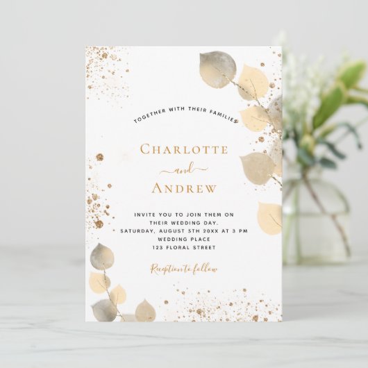 Invitation parties scintillant mariage d'eucalyptus parties s (Debout devant)