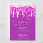 Invitation Parties scintillant  Mariage nuptiale bleu rose Fu (Devant)