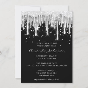 Invitation Parties scintillant Mariage nuptiale noir gris ar