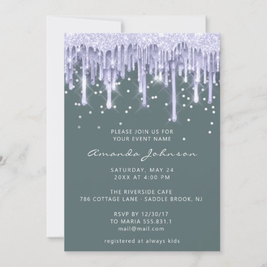 Invitation Parties scintillant  Mariage nuptiale Sweet 16 Min (Devant)