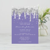 Invitation Parties scintillant Mariage nuptiale violet gris (Debout devant)