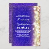 Invitation parties scintillant marine et or lumières nuptiale (Devant / Derrière)