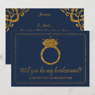 Invitation Parties scintillant Marine & Gold   Serez-Vous Ma 