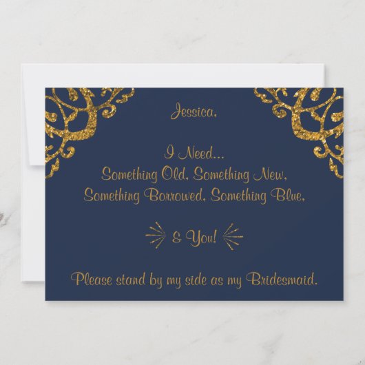 Invitation Parties scintillant Marine & Gold | Serez-Vous Ma (Dos)