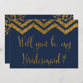 Invitation Parties scintillant Marine & Gold | Serez-Vous Ma (Devant / Derrière)