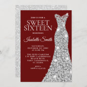 Invitation Parties scintillant Maroon Sweet sixteen Invitatio (Devant / Derrière)