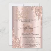 Invitation Parties scintillant Masque Drips Rose Gold 18e ann (Devant)