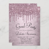 Invitation Parties scintillant Mauve de dérive | Dusty Pink G (Devant / Derrière)