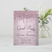 Invitation Parties scintillant Mauve de dérive | Dusty Pink G (Debout devant)