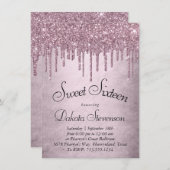 Invitation Parties scintillant Mauve de dérive | Dusty Sweet  (Devant / Derrière)