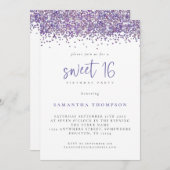 Invitation Parties scintillant mauve tendance Sweet 16 fête d (Devant / Derrière)