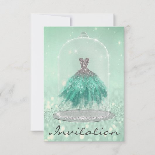 Invitation Parties scintillant Menthe verte TiffanyRobe Diamo (Devant)