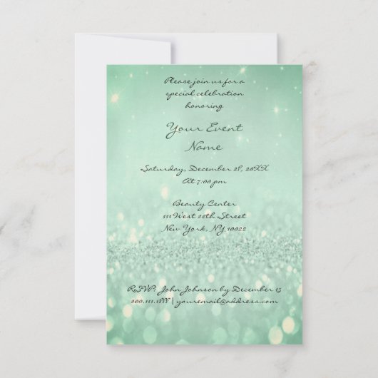 Invitation Parties scintillant Menthe verte TiffanyRobe Diamo (Dos)