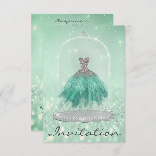 Invitation Parties scintillant Menthe verte TiffanyRobe Diamo (Devant / Derrière)