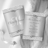 Invitation Parties scintillant métallique argenté Mariage de