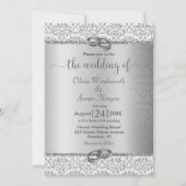 Invitation Parties scintillant métallique argenté Mariage de  (Devant)