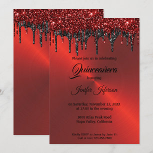 Invitation Parties scintillant métallique rouge Quinceanera I