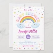 Invitation Parties scintillant mignonne arc-en-ciel nuages co (Devant)