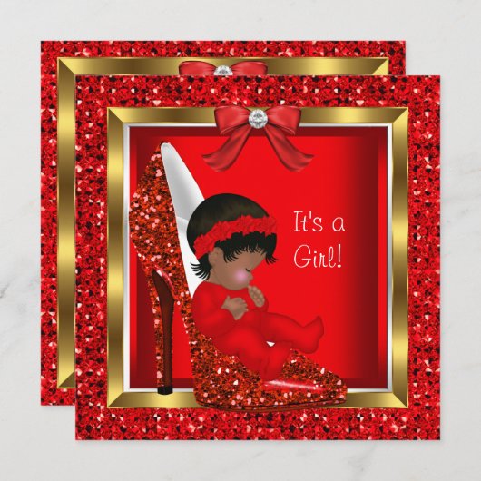 Invitation Parties scintillant mignonne bébé en Baby shower d (Devant / Derrière)