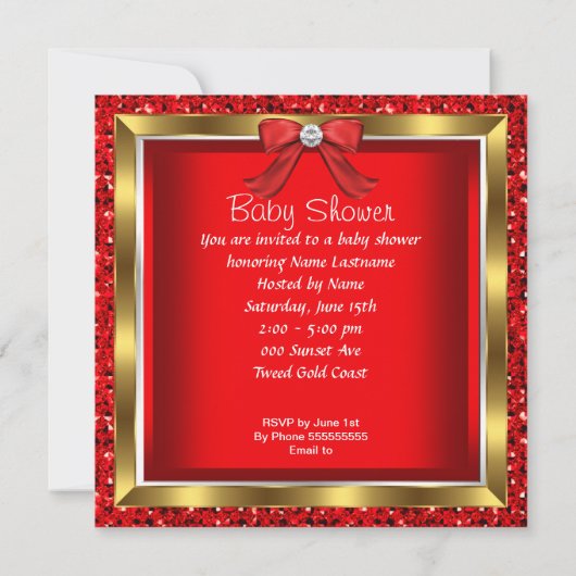 Invitation Parties scintillant mignonne bébé en Baby shower d (Dos)