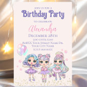 Invitation Parties scintillant mignonne Dolls Fête d'annivers