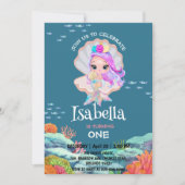 Invitation Parties scintillant mignonne Mermaid Arc-en-ciel E (Devant)