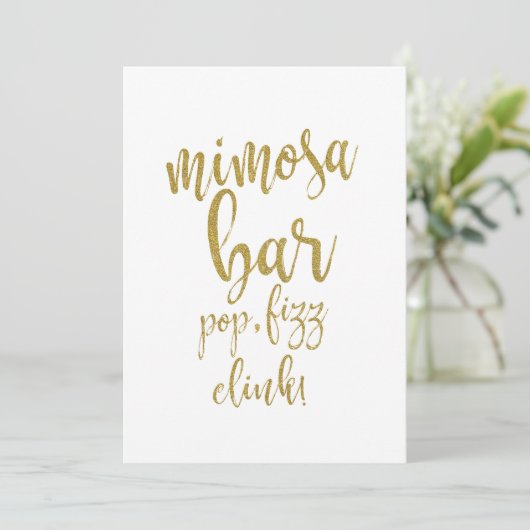 Invitation Parties scintillant Mimosa Bar Gold Signal Mariage (Debout devant)