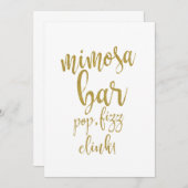 Invitation Parties scintillant Mimosa Bar Gold Signal Mariage (Devant / Derrière)