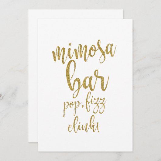 Invitation Parties scintillant Mimosa Bar Gold Signal Mariage (Devant / Derrière)