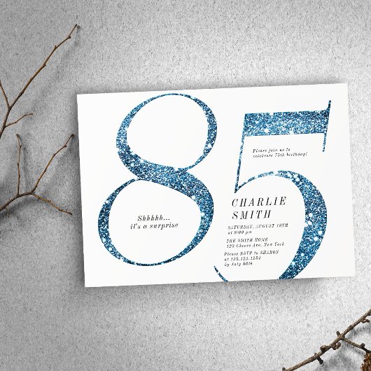 Invitation Parties scintillant minimaliste moderne faux bleu